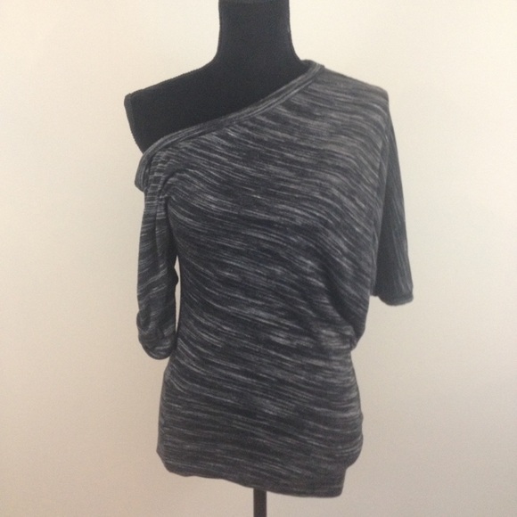 Black and Gray One Shoulder Top