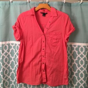 Pink Linen Button Up