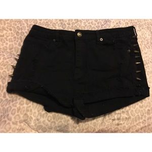 Black denim high wasted shorts