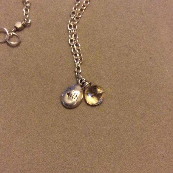 Faith necklace, sterling with gemstone