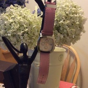 Skagen Watch, pink leather strap