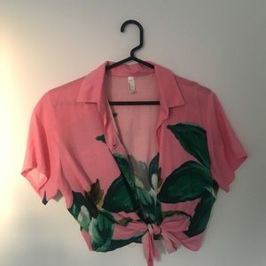 American Apparel Mid-Length Tie-Up Blouse