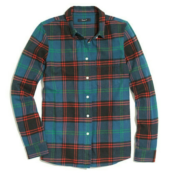 Madewell Flannel Boyshirt in Fence Plaid XS