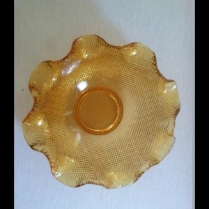Vintage glass bowl Fenton style glass orange  glass bowl scalloped edges bowl