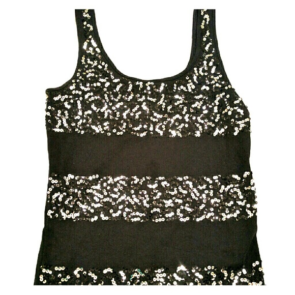 Express Black tank with silver sequins - Picture 1 of 3