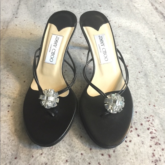 Jimmy Choo low heel, black sandal with crystal - Picture 1 of 4