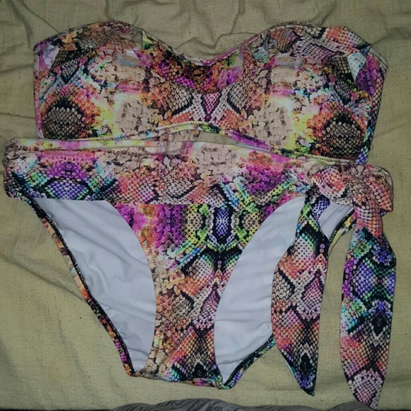Multi color snakeskin bikini