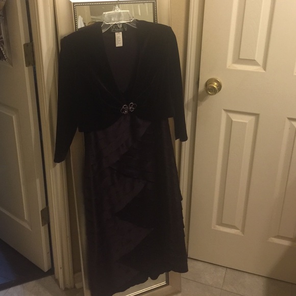 Gorgeous plum cocktail dress with bolero jacket.