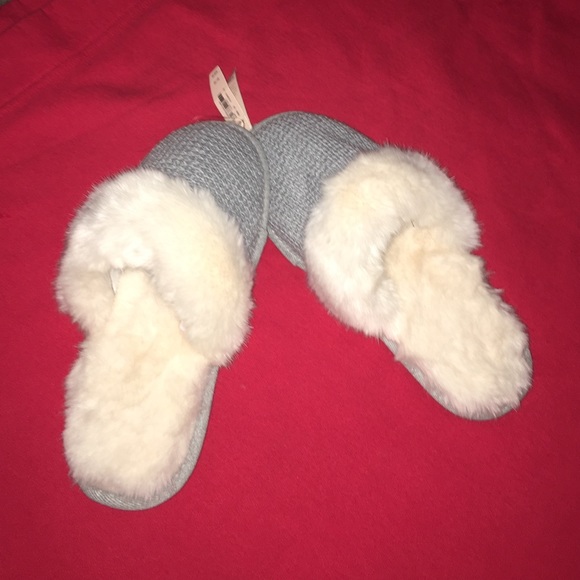 Grey and white Victoria's Secret slippers!!