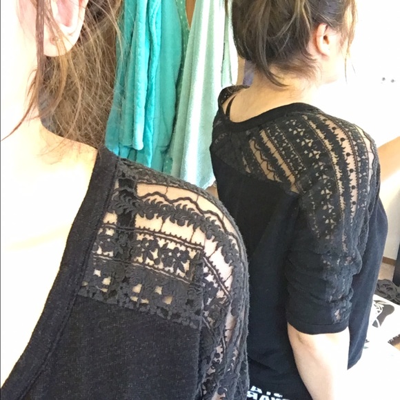 Charcoal Lace Sweatshirt