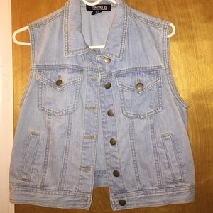 Light wash denim vest