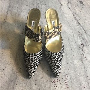 Manolo Blahnik animal print slide heel