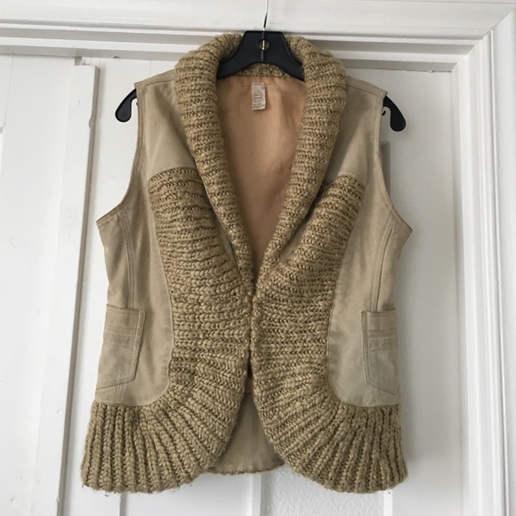 Vintage 90s free people suede and knit vest