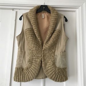 Vintage 90s free people suede and knit vest