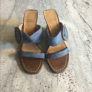 Stuart Weitzman denim wedge sandals