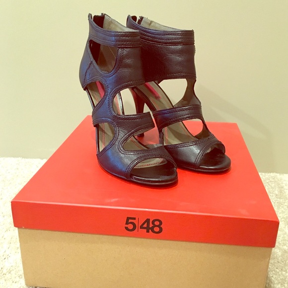 Black leather heels