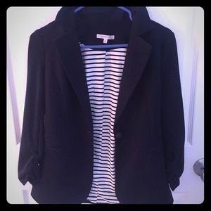 3/4 Ruched Sleeve Blazer (Navy)
