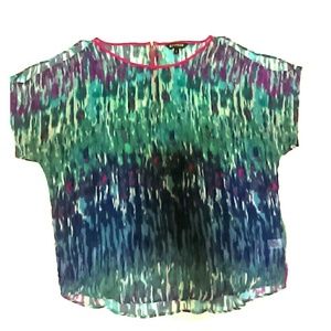 Express Sheer Tribal Print Cold Shoulder Top
