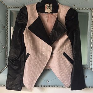 Faux Leather & Boucle Motorcycle Jacket