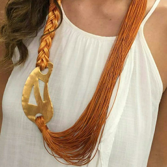 Silk bronze/gold necklace