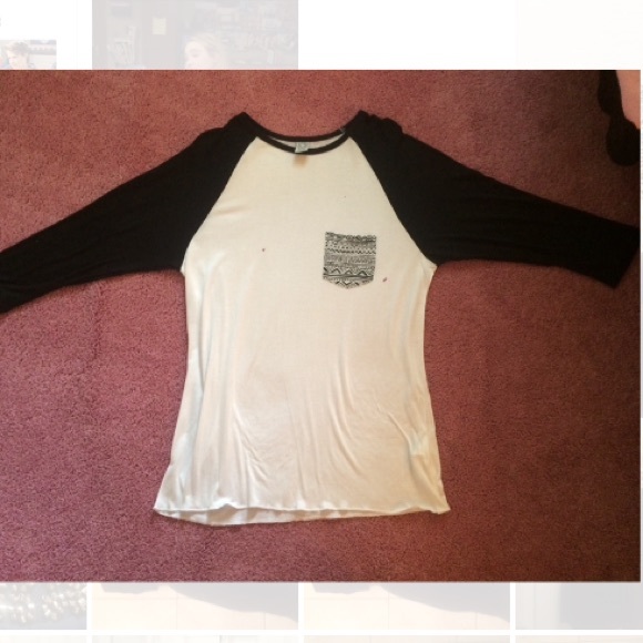 BRAND NEW! Black and White Baseball Tee