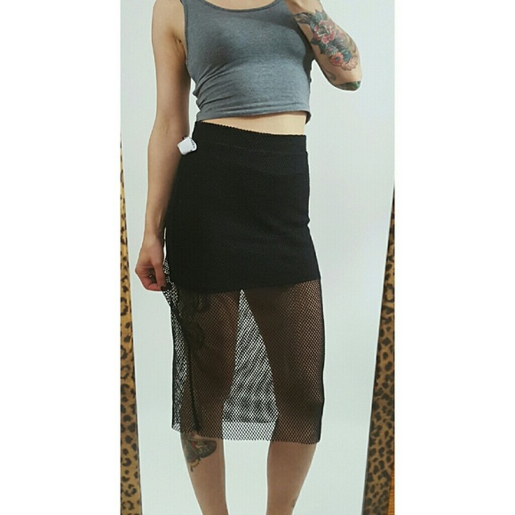 Body Central Dresses & Skirts - SOLD Black Mesh mini midi knee length skirt Small