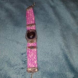 Sweet Leather and Glass beads woven bracelet