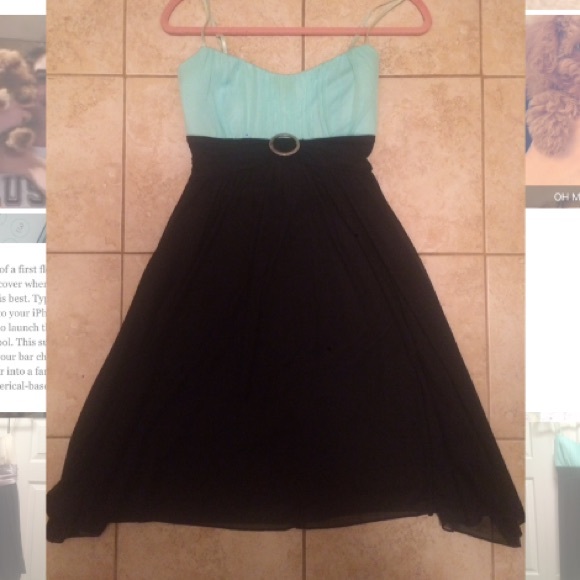 Teal and Black Mini Dress