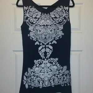 Navy blue and white tunic tank