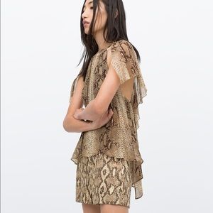 Brand New Zara Snakeskin Print Layered Top