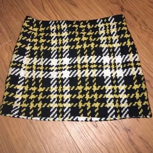 J Crew Plaid Skirt! Size 6. Black and Yellow