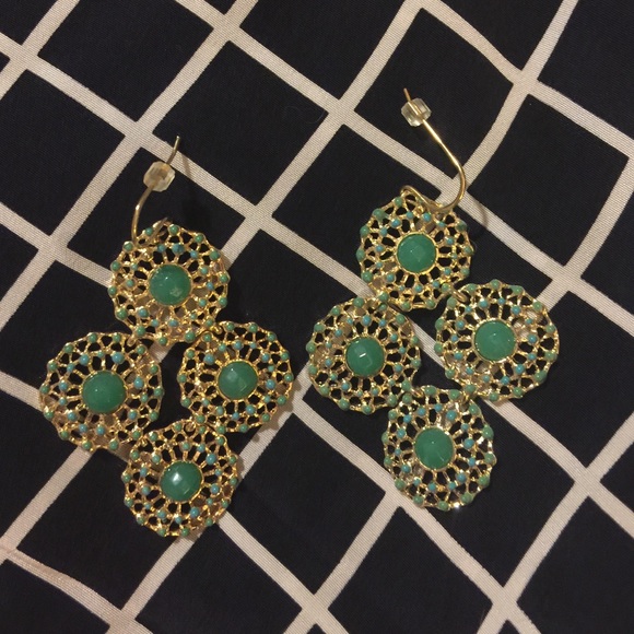 Green and Gold Stella & Dot earrings
