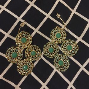 Green and Gold Stella & Dot earrings