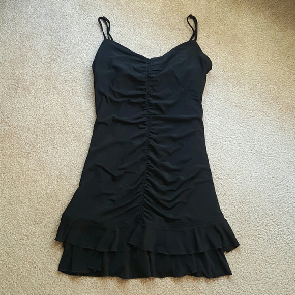 BCBG Maxazria Black Ruched Ruffled Short Dress S