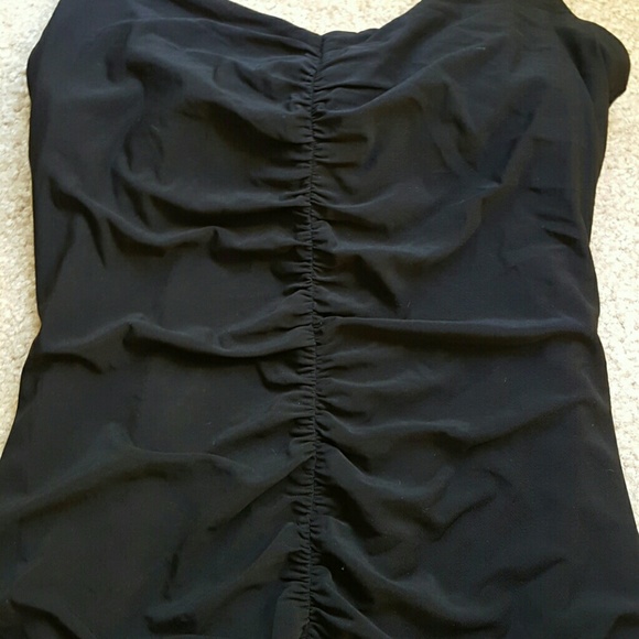 BCBG Maxazria Black Ruched Ruffled Short Dress S - Picture 2 of 3