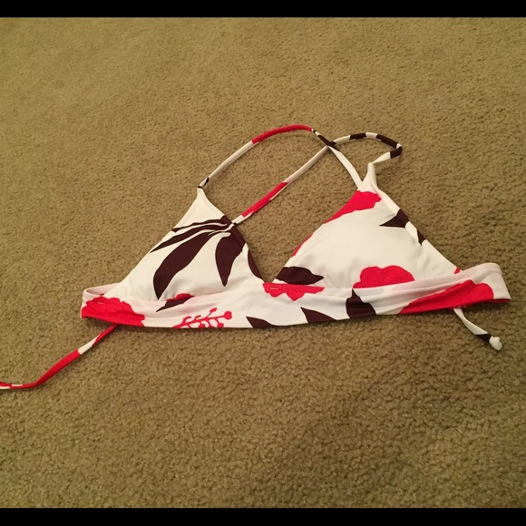 Island Soul brown/red/white print bikini top