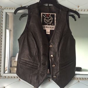 Vintage Genuine Leather Black Vest