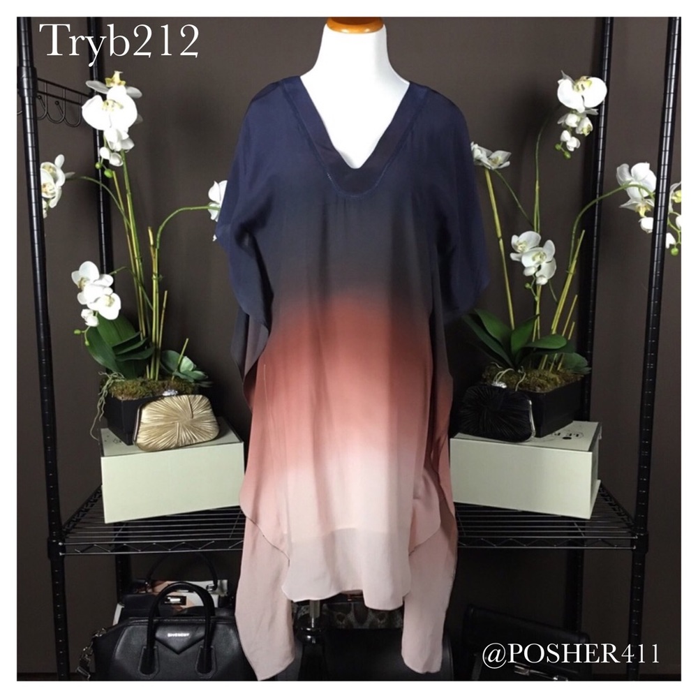 Tryb212 Blue & Red Coral Ombré Dress