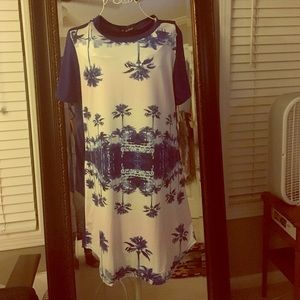 Tropical blue and white dress