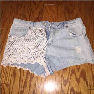 High waist knit shorts