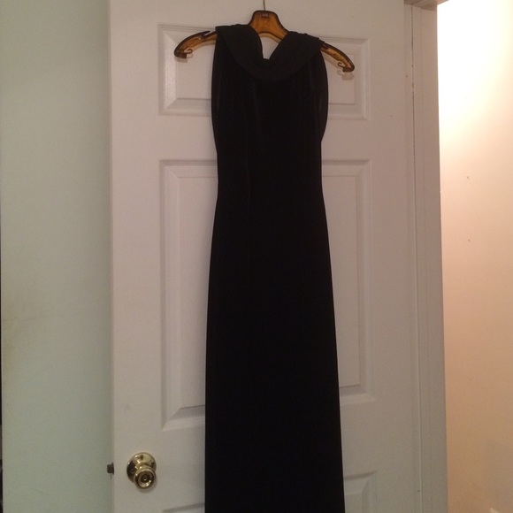 Brand new- black velvet gown with sheer draping