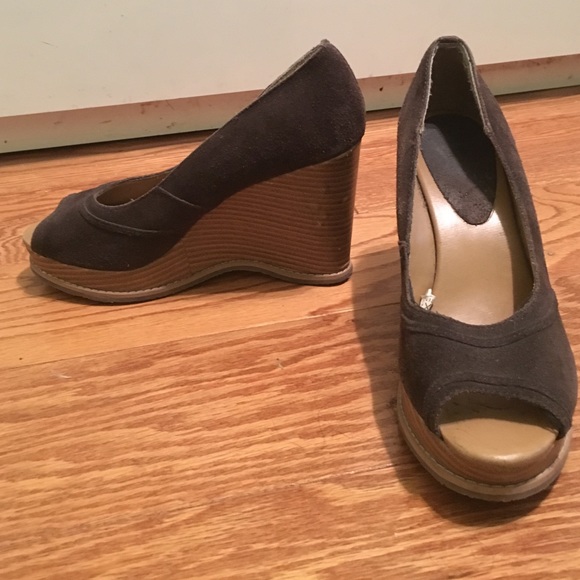 Brown suede wedges