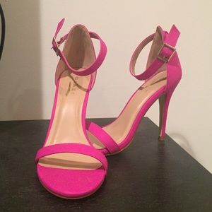 Never worn Galze hot pink ankle strap heels
