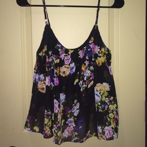 PACSUN black floral patterned cropped tank top.