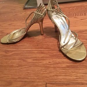 Chinese Laundry gold strappy heels