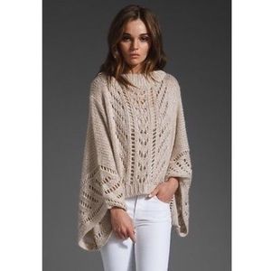 Halston heritage metallic pointelle poncho