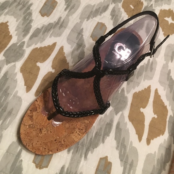 GB Black Wedge Sandals