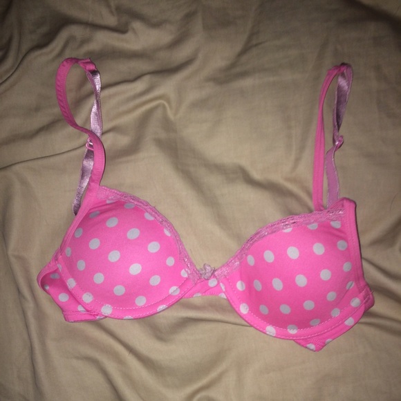 Pink polka dot bra