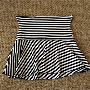 black and white striped skater fold-over skirt