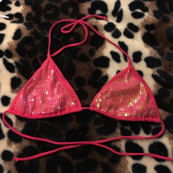 Pink sequence bikini top!